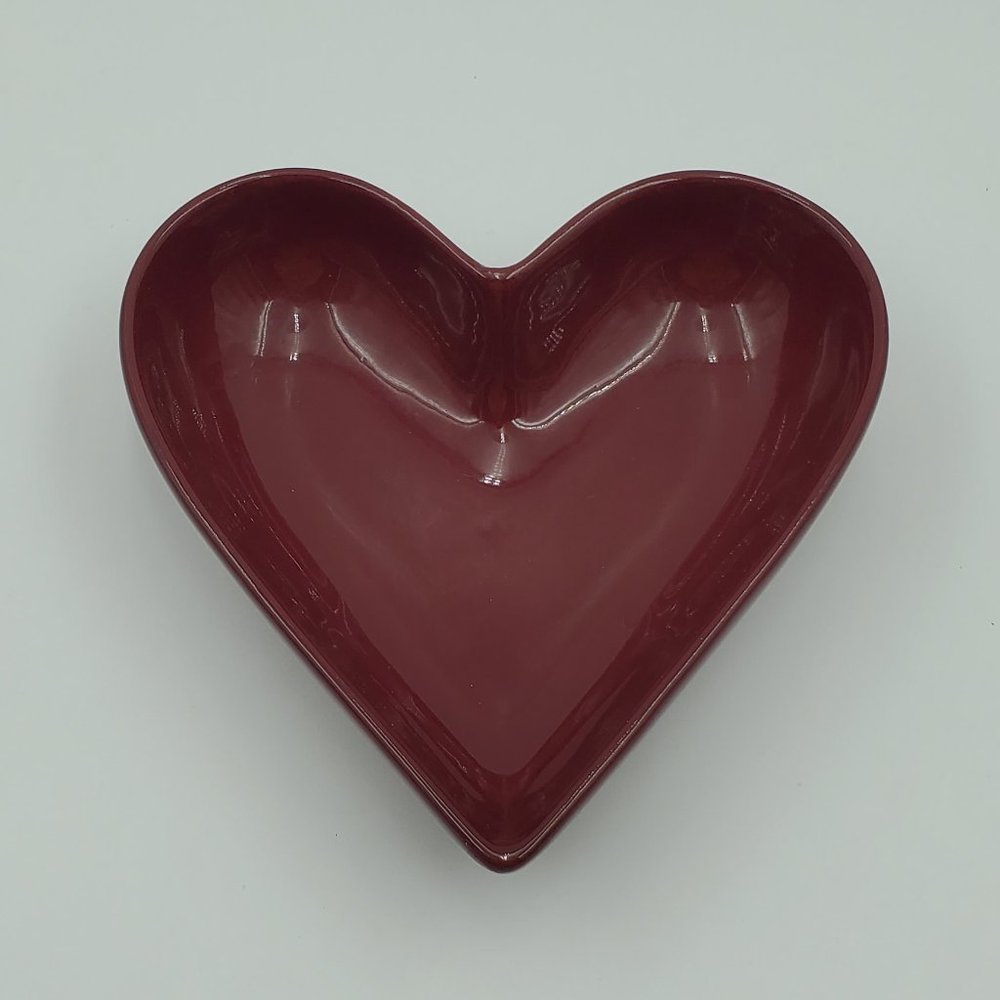 Simple Additions by The Pampered Chef Red Heart Shaped Dish Red Trinket Dish